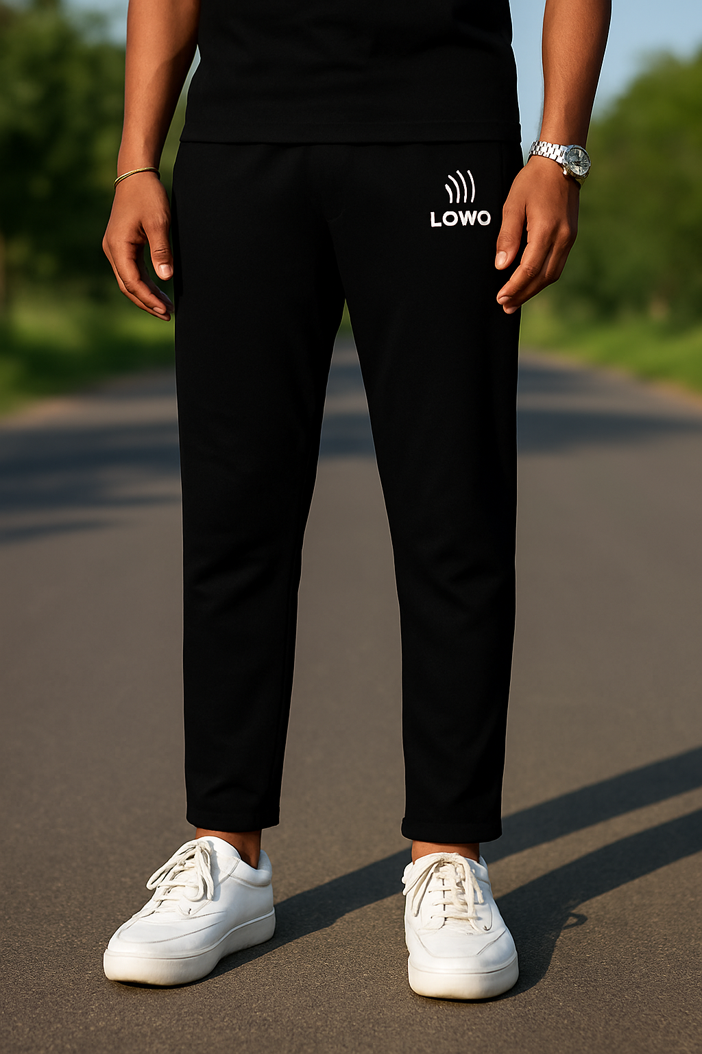 LOWO SleekFit Ultra-Comfortable, All-Black Look Trouser