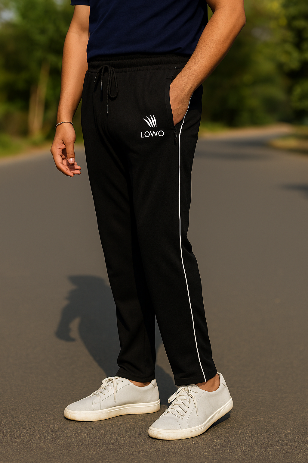 LOWO Classic Black Premium Micro Stretch Trouser