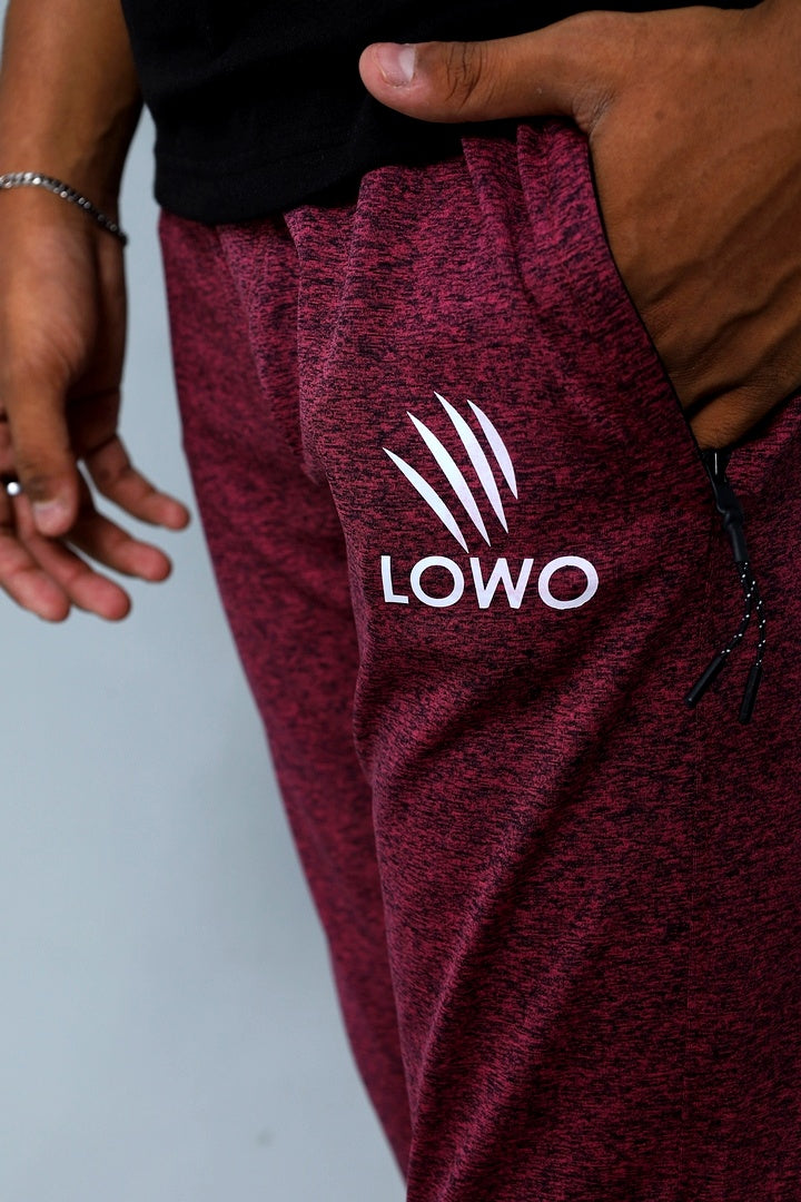 LOWO Maroon Melange Stretch Trousers – Soft Feel, Sporty Fit